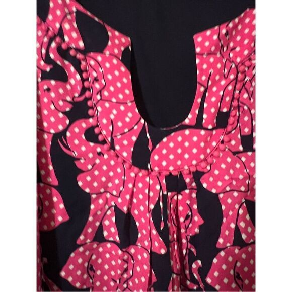 Crown & Ivy Women's 16 Half Sleeve Shift Dress Pink Polka Dot Elephant Print - Picture 7 of 10